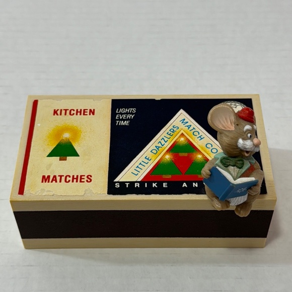 Vtg 1984 Hallmark Matchbook Mice Christmas Decoration Music Box - Picture 4 of 15